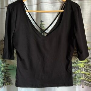 Almost Famous Sexy V Neck Black Top